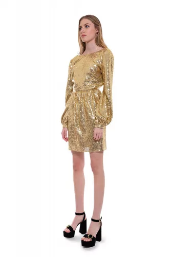 Camille Mini-B - Glittering short dress with deep neckline in the back