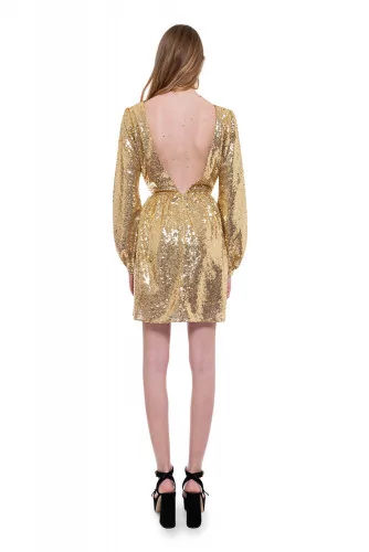 Camille Mini-B - Glittering short dress with deep neckline in the back