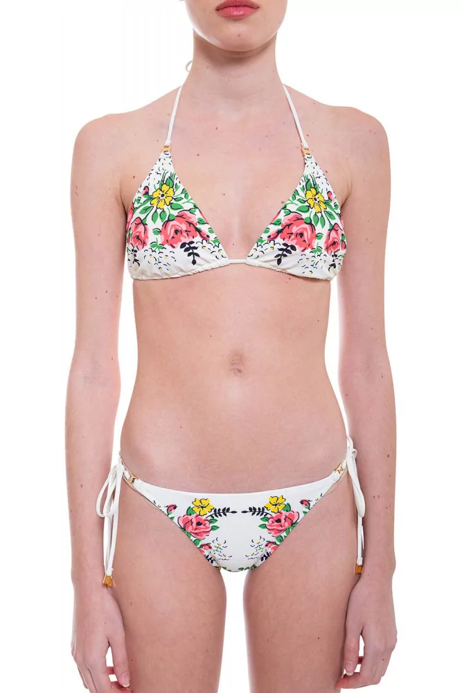 Bikini decorated with multicolored floral print