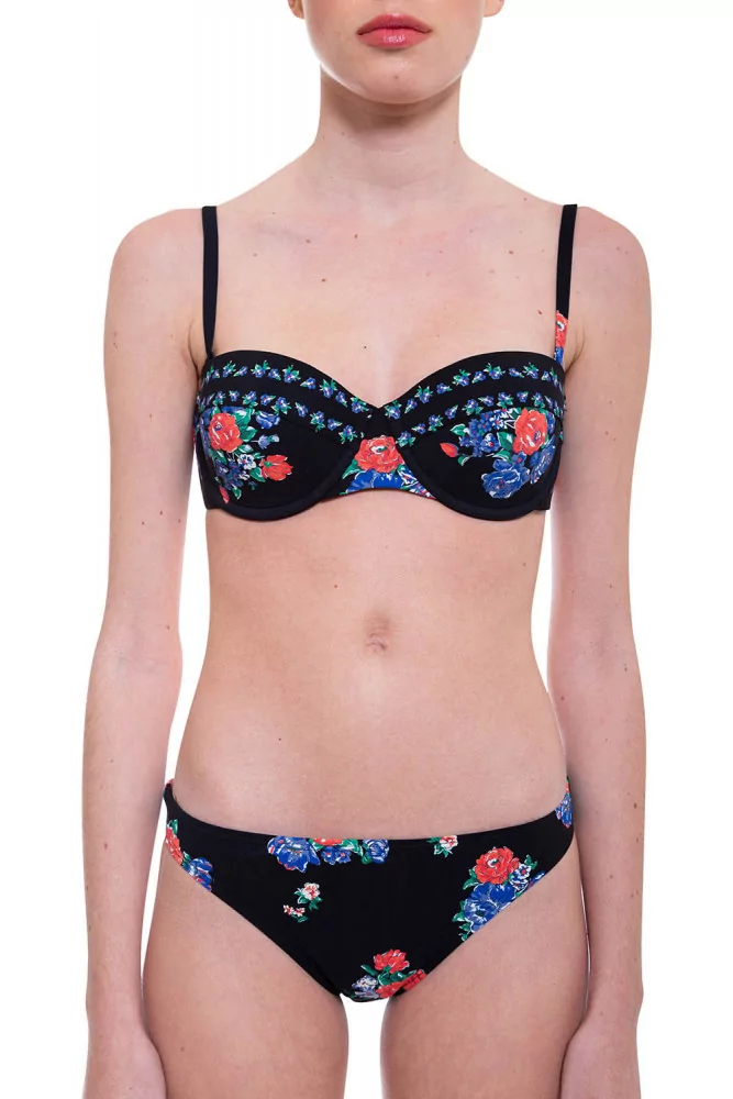 Balconette bikini decorated with floral print