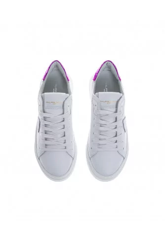 Basket Philippe Model "Temple" blanc-rose contrefort python pour femme