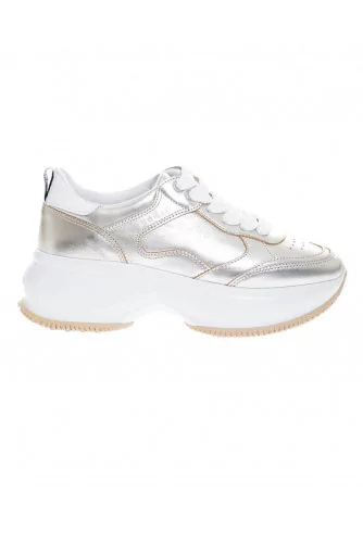 Maxi Active - Metallic leather sneakers with large sole