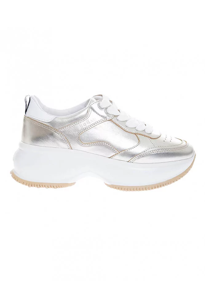 Maxi Active - Metallic leather sneakers with large sole