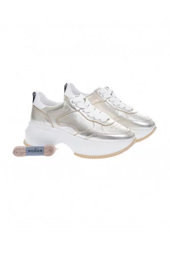 Maxi Active - Metallic leather sneakers with large sole