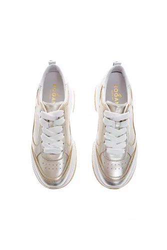 Maxi Active - Metallic leather sneakers with large sole