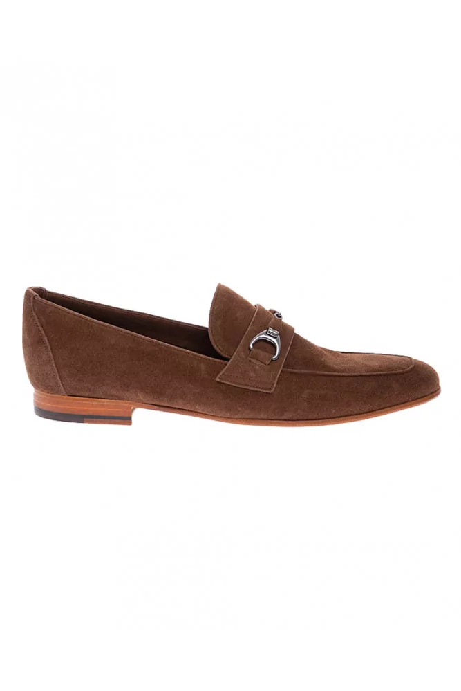 Mario Fagni - Velukid - Mocassins en veau-velours avec mors en acier et cuir 41 1/2 gold