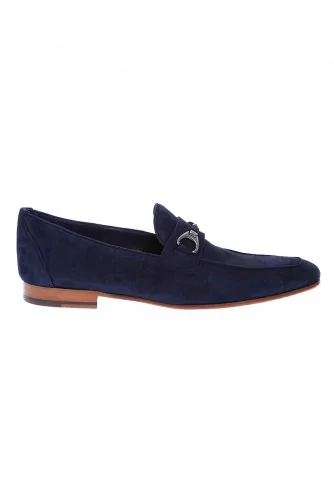 Mocassin Jacques Loup "Velukid" bleu ciel avec mors pour homme