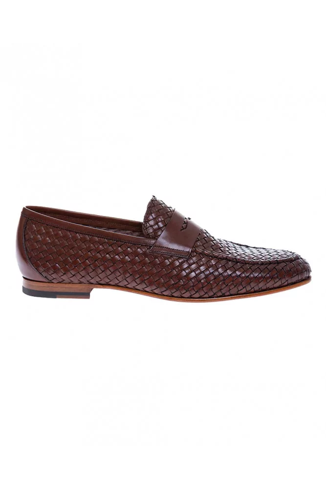 Mocassin Jacques Loup tressé marron avec patte pour homme