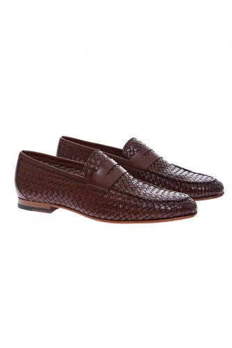 Mocassin Jacques Loup tressé marron avec patte pour homme