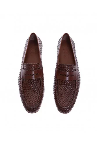 Mocassin Jacques Loup tressé marron avec patte pour homme