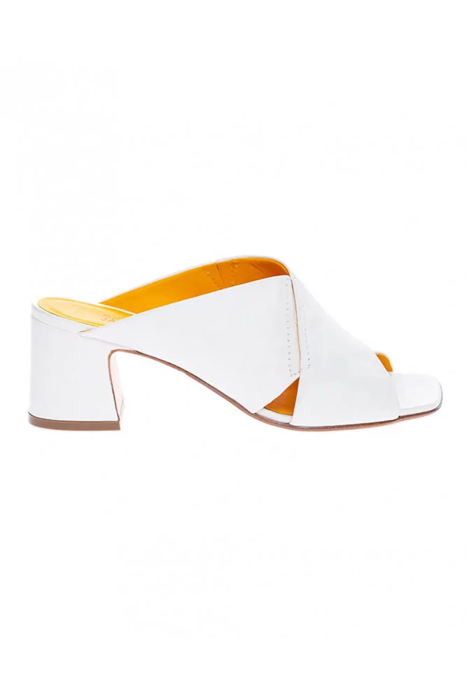 Mara Bini - Mules en cuir nappa avec larges bandes 55 36 1/2 blanc