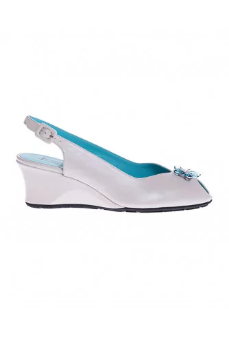 Nappa leather cut shoes with aquamarine flower detail 55