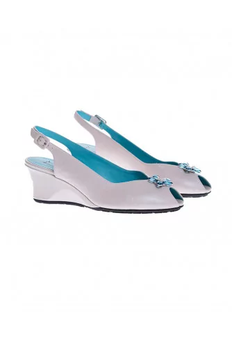 Nappa leather cut shoes with aquamarine flower detail 55