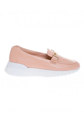 Mocassin Tod's "Fondo Sportivo doppia T" rosé semelle gomme blanche pour femme