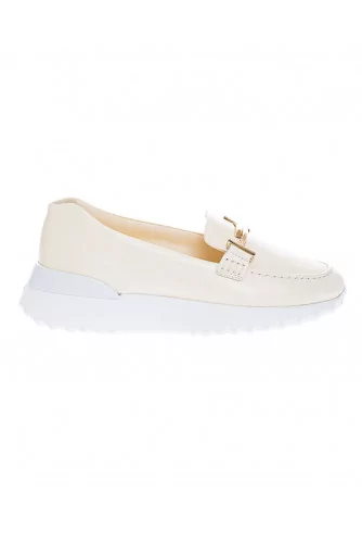 Mocassin Tod's "Fondo Sportivo doppia T" blanc semelle gomme blanche pour femme