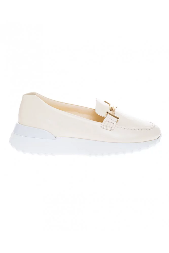 Tod's - Fondo Cassetta Doppia T - Mocassins en veau double T métal 50 37 blanc