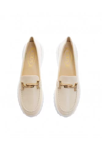 Fondo Cassetta Doppia T - Calf leather moccasins with metallic double T 50