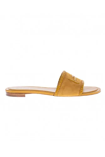 Mule Tod's 1 bande avec piqûre jaune moutarde pour femme