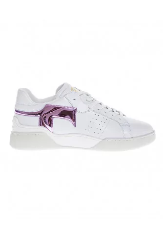 Cassetta Leggera - Natural leather sneakers with metallic logo 35