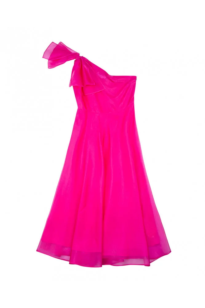 Robe longue asymétrique en organza de soie 36 fushia