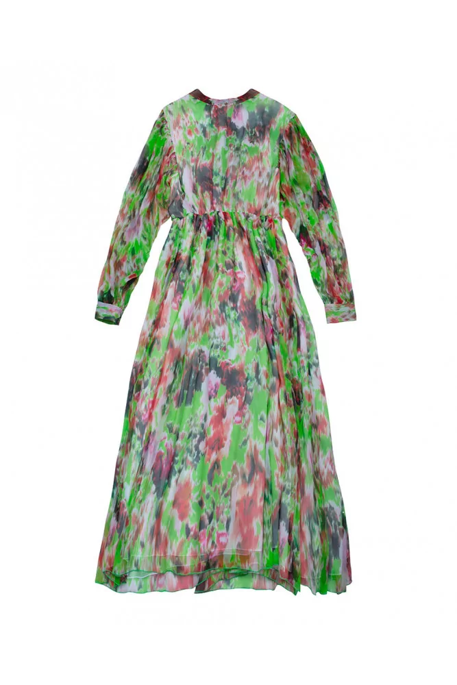 Robe MSGM manches longues bouffantes coloris vert-rouge