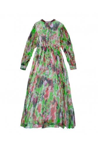 Robe MSGM manches longues bouffantes coloris vert-rouge