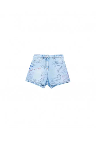 High waist blue jeans shorts