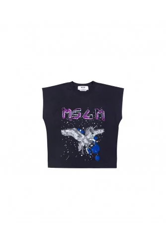 T-shirt MSGM noir et multicolor pour femme