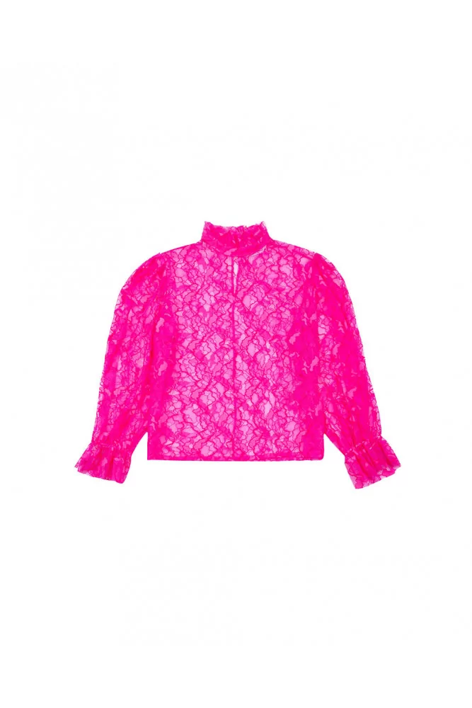 Blouse en dentelle manches longues 36 fushia