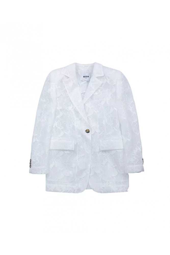Veste col tailleur en dentelle 36 blanc