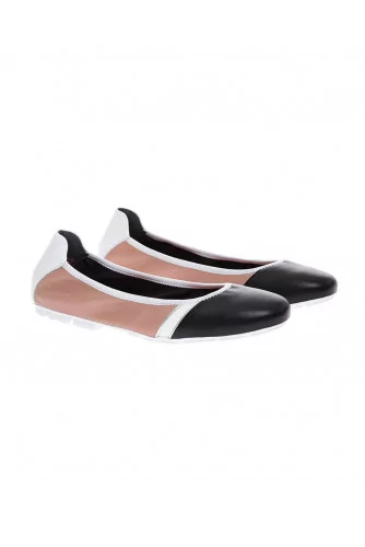 Nappa leather ballerina with beige straps 10