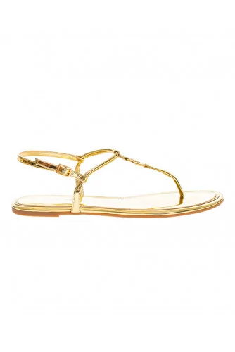 Emmy - Leather toe thong sandals with decorative logo