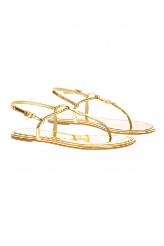 Emmy - Leather toe thong sandals with decorative logo