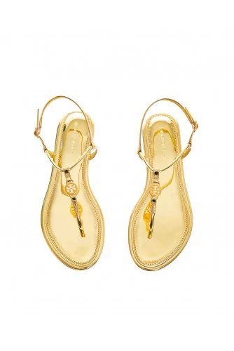Emmy - Leather toe thong sandals with decorative logo