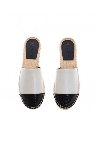 Rope and leather mules with contrasting toe cap