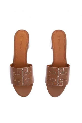 Ines - Leather mules with highlighted logo 55