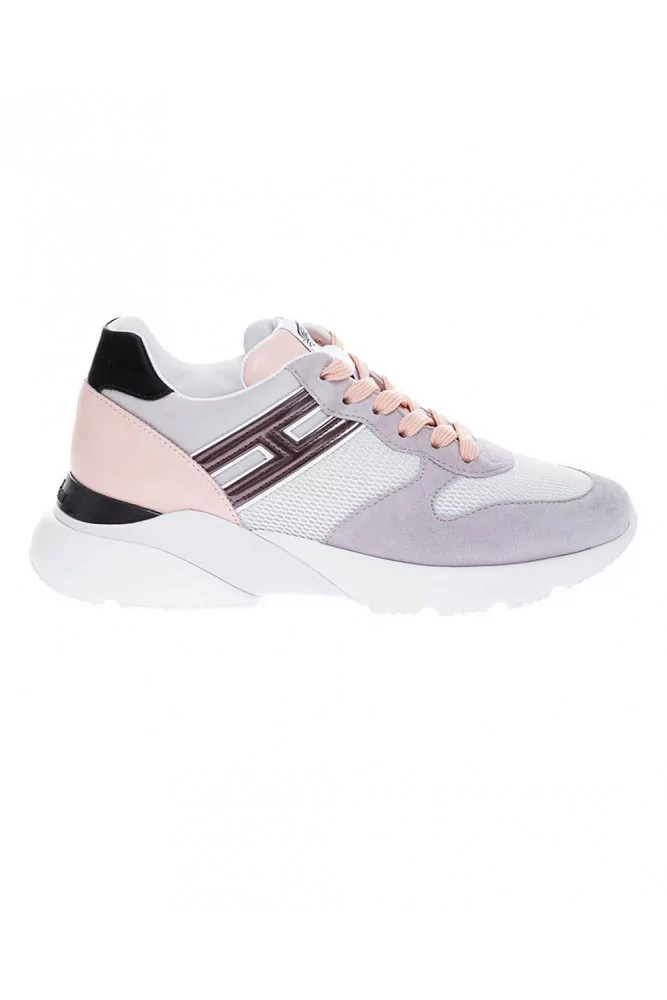 Tennis Hogan "Active One" multi-matières gris-rosé-noir pour femme