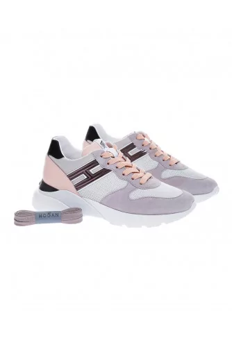 Tennis Hogan "Active One" multi-matières gris-rosé-noir pour femme