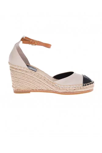 Espadrille compensée Tory Burch crème bout rapporté noir pour femme