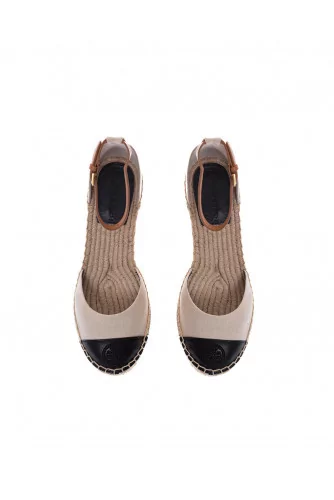 Espadrille compensée Tory Burch crème bout rapporté noir pour femme