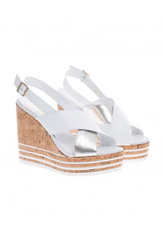 Zeppa Sughero - Leather sandals with cork platform 110