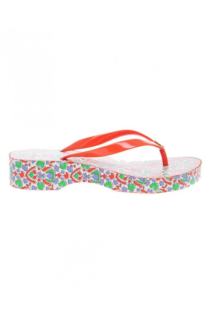 Flip Flop with platform heel and decorative flowers 45