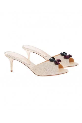 Raphia mules with cherry design 60