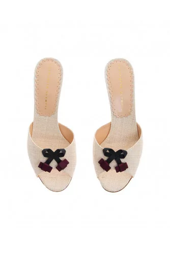 Raphia mules with cherry design 60