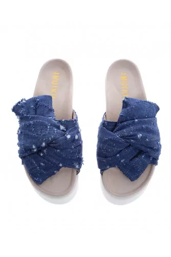 Mule drapée nouée Inuikii bleu jean pour femme