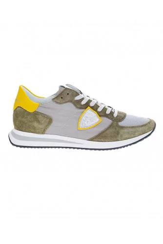 Tropez X - Leather and textile sneakers with escutcheon on the side