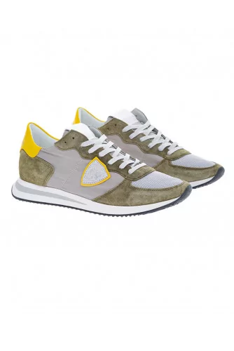 Tennis Philippe Model "Tropez X" kaki-jaune-gris pour homme