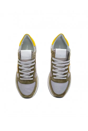 Tropez X - Leather and textile sneakers with escutcheon on the side