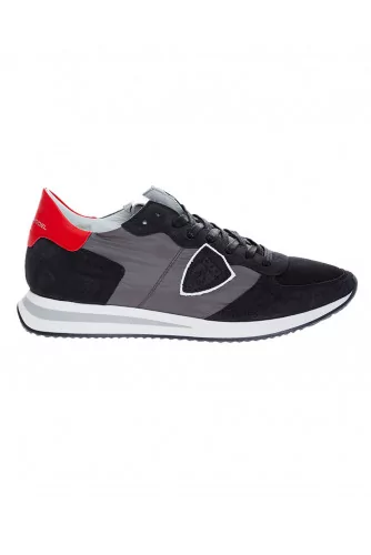 Tropez X - Leather and textile sneakers with escutcheon on the side