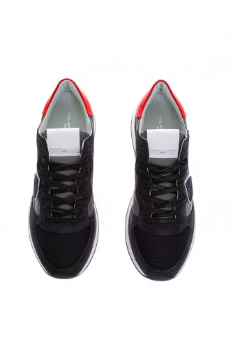 Tropez X - Leather and textile sneakers with escutcheon on the side